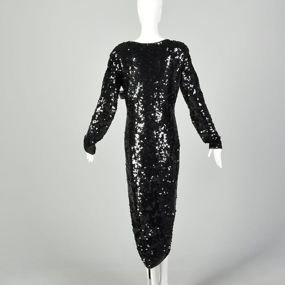 Large Black Sequin Sweater Dress Modest Long Slee… - image 2