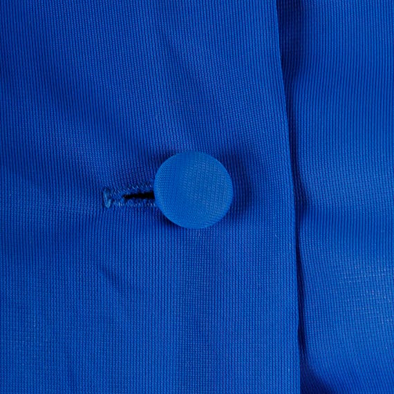 Small 1970s Peignoir 70s Robe Royal Blue Button U… - image 6