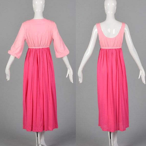 Small 1960s Peignoir Set Pink Nightgown Matching … - image 2