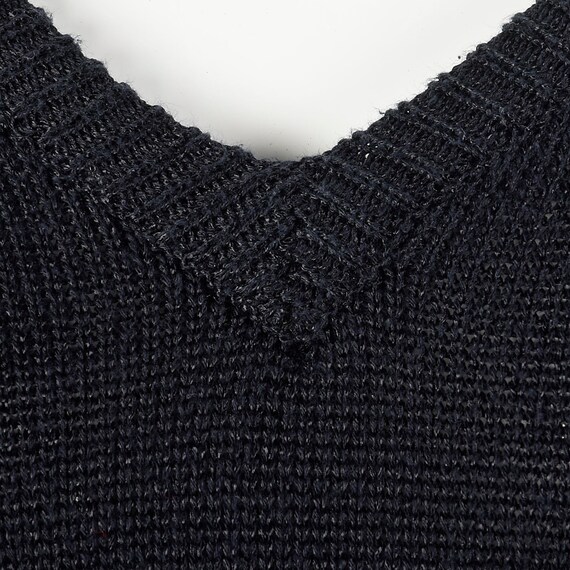 Large 1980s Sweater Oversized Black V-Neck Sweate… - image 7