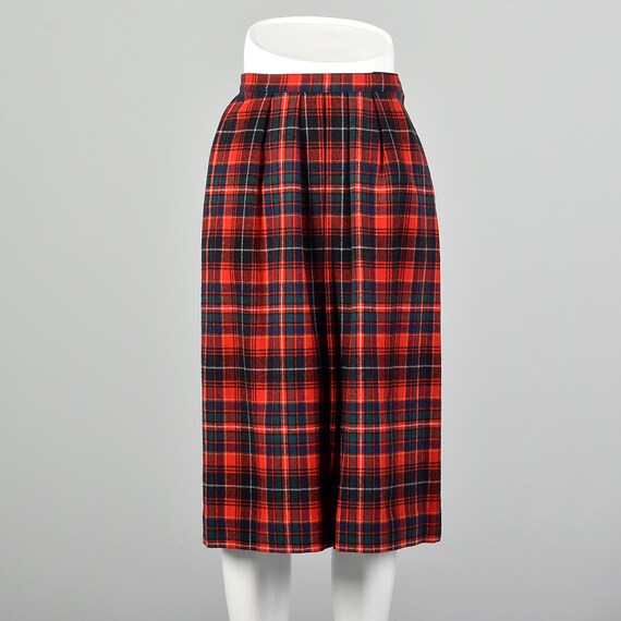 XS 1970s Plaid Skirt Pendleton Red Tartan Midi 70s - image 1