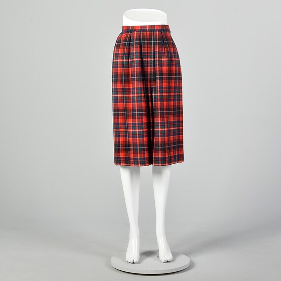 XS 1970s Plaid Skirt Pendleton Red Tartan Midi 70s - image 4