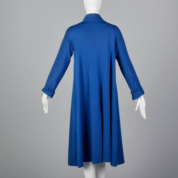 Small 1970s Blue Loose Winter Dress Long Sleeve D… - image 2