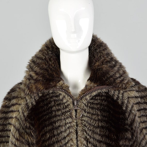 Medium 1980s Faux Fur Bomber Jacket Vegan Fur Coa… - image 5