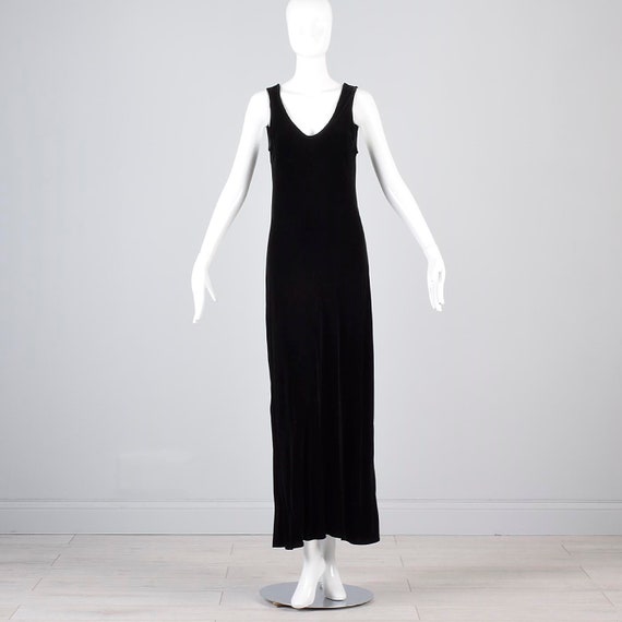 OSFM Black Dress Silk Velvet 1990s Sexy Bias Cut M