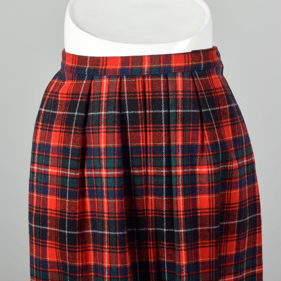 XS 1970s Plaid Skirt Pendleton Red Tartan Midi 70s - image 6