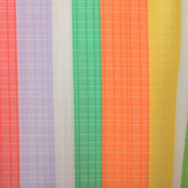 Small 1970s Rainbow Stripe Shirt Short Sleeve Button Down Casual Day Wear Patch Pockets Spring Summer 70s Vintage