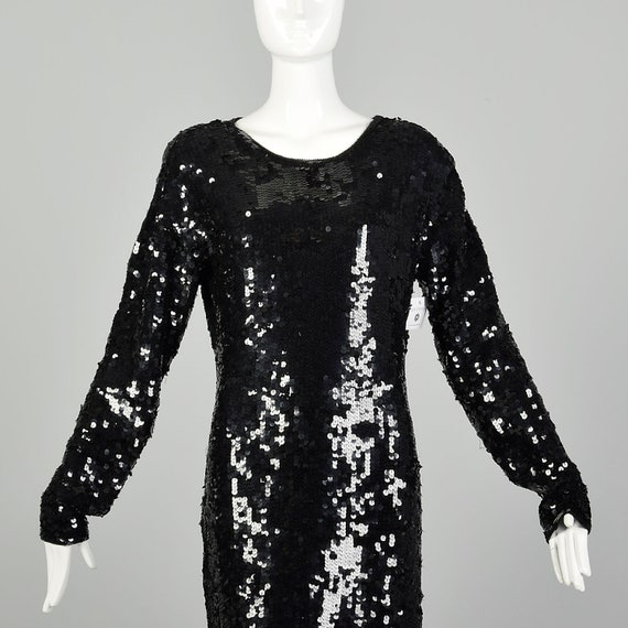 Large Black Sequin Sweater Dress Modest Long Slee… - image 4