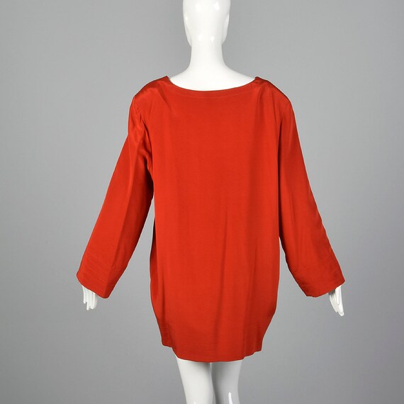 Large 1980s Anne Klein Red Silk Jacket Antique Tr… - image 2