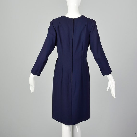 Small 1960s Shift Dress Vintage Navy Blue Dress C… - image 4