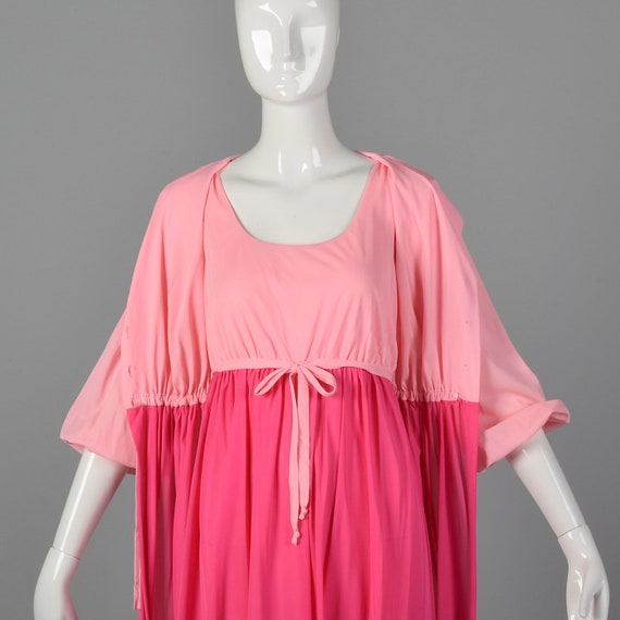 Small 1960s Peignoir Set Pink Nightgown Matching … - image 5