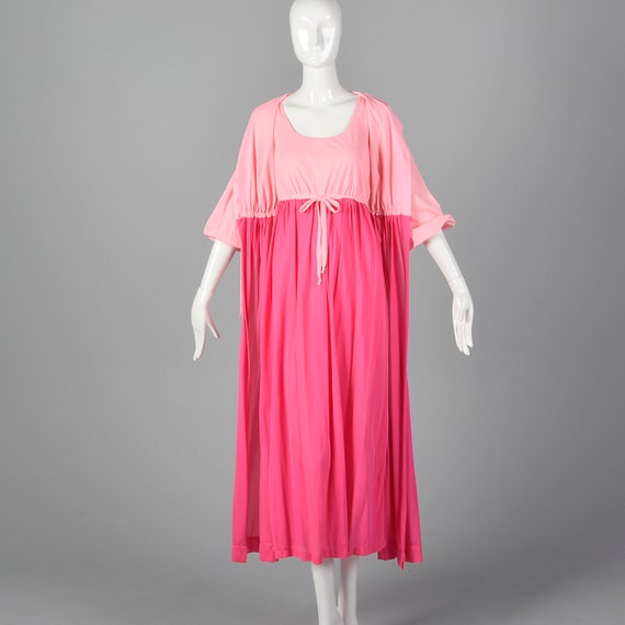 Small 1960s Peignoir Set Pink Nightgown Matching … - image 4