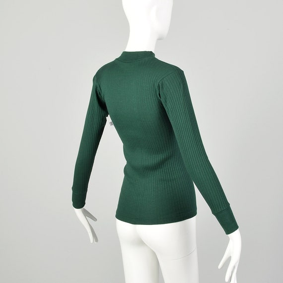 XS 1960s Deadstock Green Ribbed Knit Lightweight … - image 4