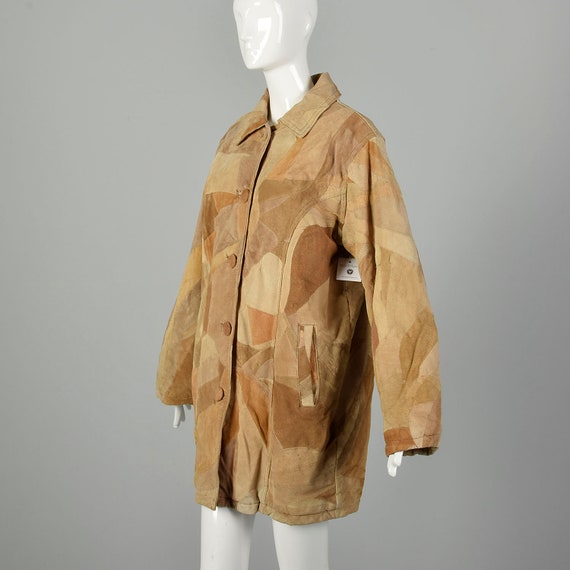 Large 1990s Patchwork Leather Coat - image 2