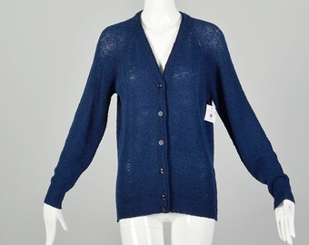 Medium 1960s Pendleton Navy Blue Cardigan Sweater Vintage Wool Separates