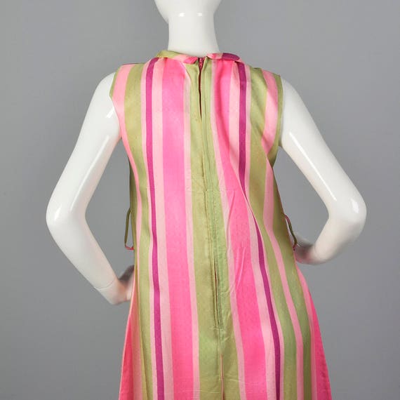 Medium 1960s Pink Stripe Jumpsuit Sleeveless Silk… - image 5