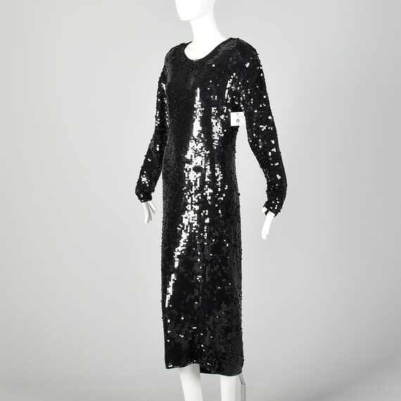 Large Black Sequin Sweater Dress Modest Long Slee… - image 3