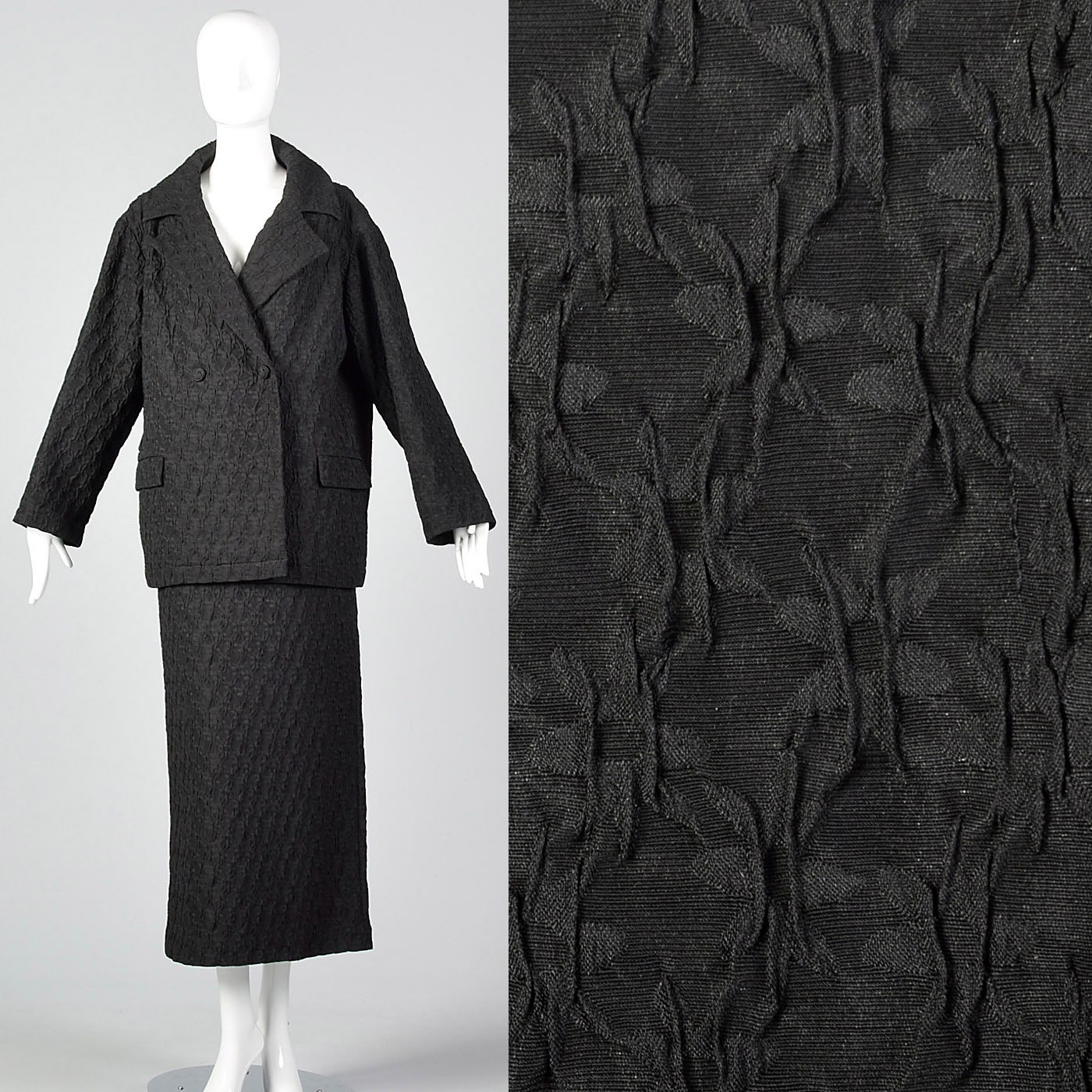 Medium Stanley Platos 1990s Textured Skirt Suit