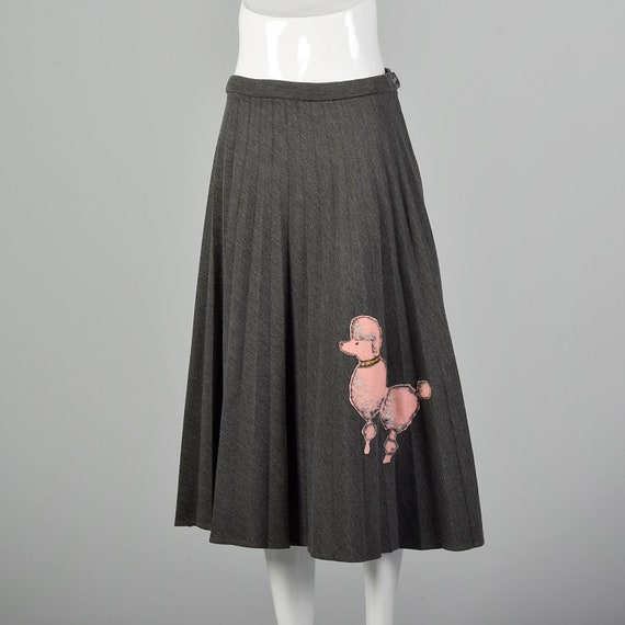 Medium Repro Poodle Skirt Costume Gray Pleated Ski