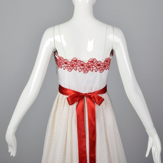 XS 1970s Polka Dot Prom Dress Long Evening Gown B… - image 6