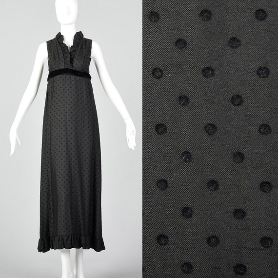 XS 1960s Henry Harris Black Maxi Vintage Maxi Dre… - image 1