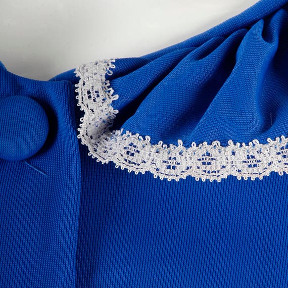 Small 1970s Peignoir 70s Robe Royal Blue Button U… - image 3