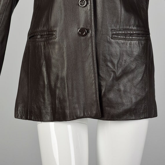 Small Leather Jacket Brown  Sheared Fur Collared … - image 7