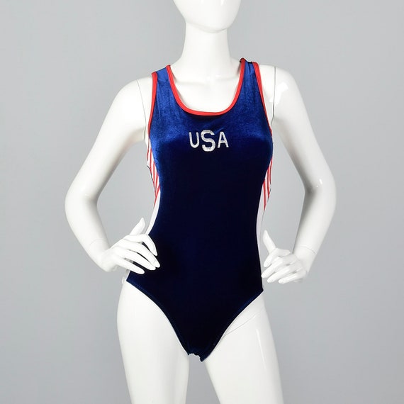 XXS Navy USA Leotard Vintage 90s Dance Gymnastics… - image 1