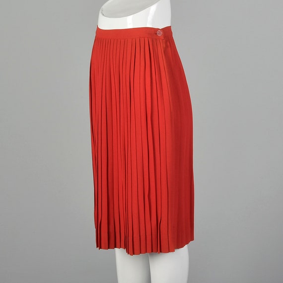 XS 1960s Red Rayon Skirt Vintage Light Weight Ple… - image 2