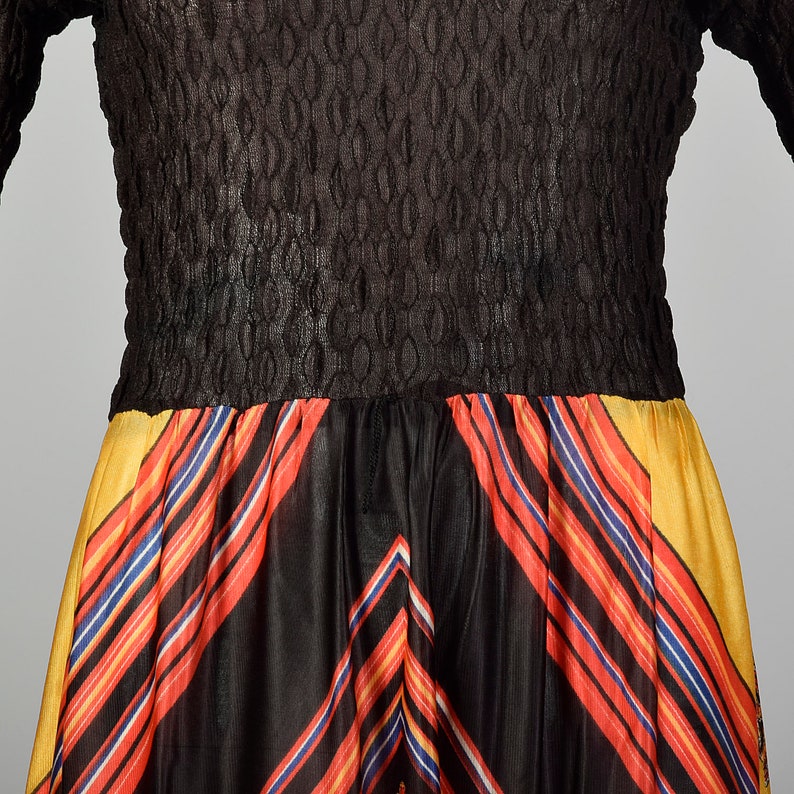 Medium 1970s Bohemian Multi-Color Long Sleeve Maxi Costume Dress image 4