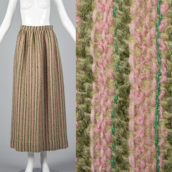 Small 1970s Tweed Maxi Skirt 70s Hippie Maxi Skirt