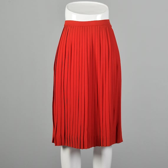 XS 1960s Red Rayon Skirt Vintage Light Weight Ple… - image 1