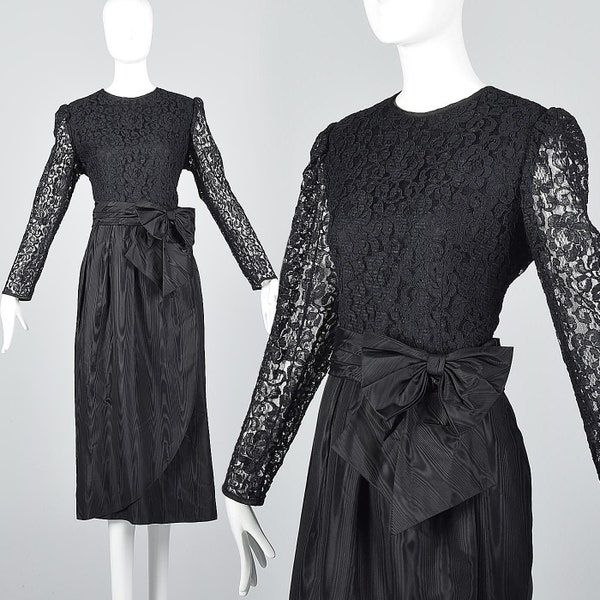 1980s Black White One Shoulder Dress by Lanz | M/L