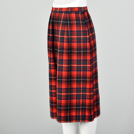 XS 1970s Plaid Skirt Pendleton Red Tartan Midi 70s - image 2