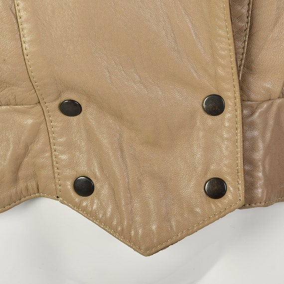Small 1980s Leather Jacket Oversized Batwing Slee… - image 9