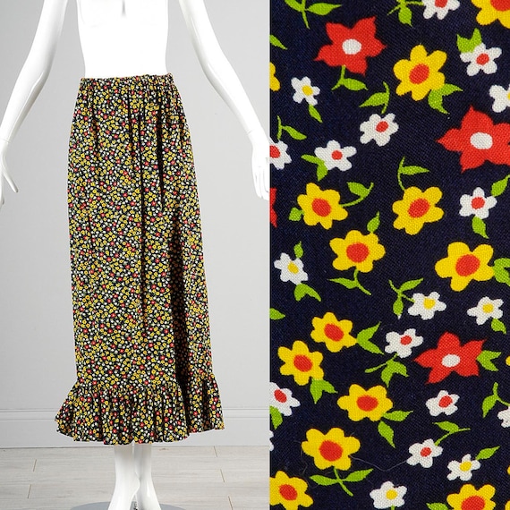 Medium 1970s Maxi Skirt 70s Boho Hippie Maxi Skirt