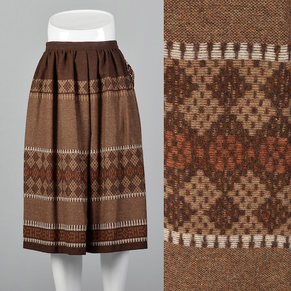 XS Deadstock Lord and Taylor Brown Skirt Wool Ble… - image 1