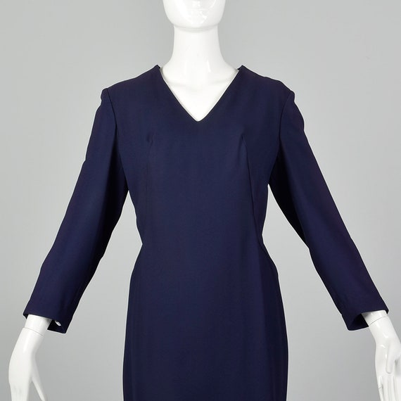 Small 1960s Shift Dress Vintage Navy Blue Dress C… - image 5