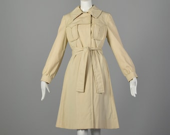 Small Bill Blass for Bond Street Knee-Length Beige Trench Coat