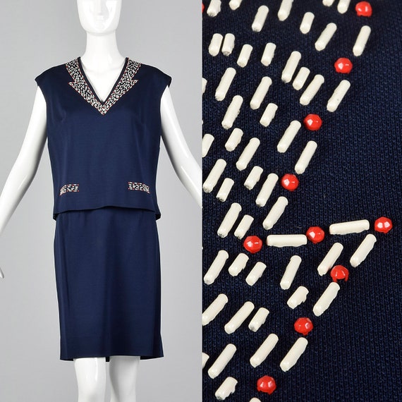 Medium 1960s Navy Blue Set Casual Separates Boxy S