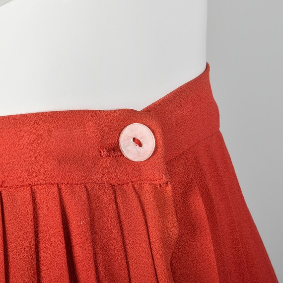 XS 1960s Red Rayon Skirt Vintage Light Weight Ple… - image 7