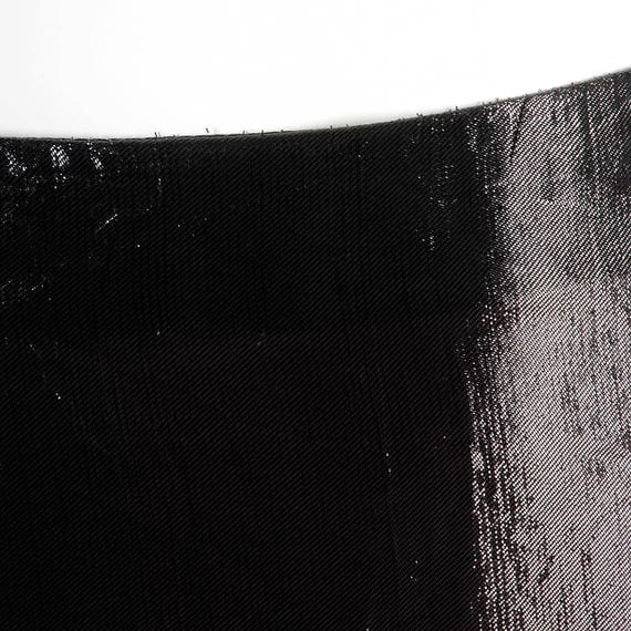 XS 1980s Mini Skirt 80s Shiny Black Skirt Metalli… - image 3