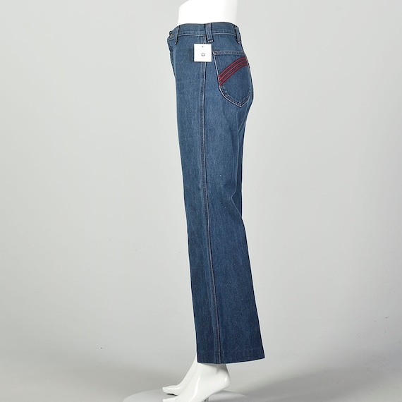 Small 1970s Jeans High Waisted Hippie Bell Bottom… - image 3