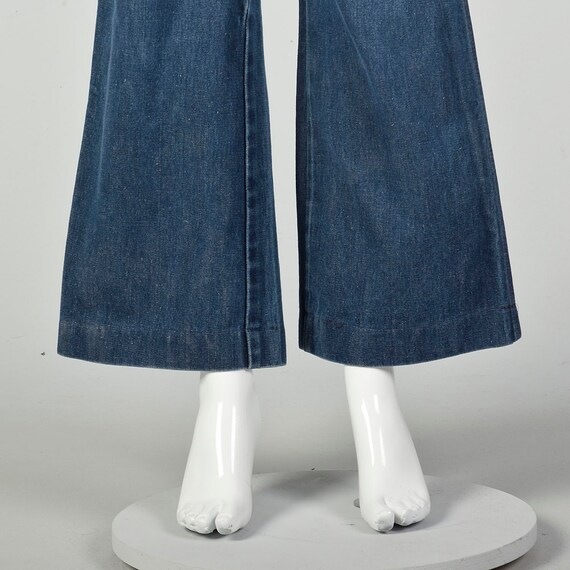 Small 1970s Jeans High Waisted Hippie Bell Bottom… - image 6