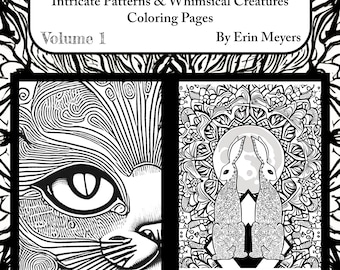 Animales encantadores: intrincadas páginas para colorear de bellas artes surrealistas para el cuidado personal, la relajación y la atención plena, por Erin Meyers