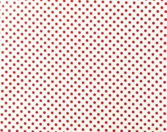 Sewing Craft Material Red 4mm Polka Dot Polycotton Fabric x 112cm