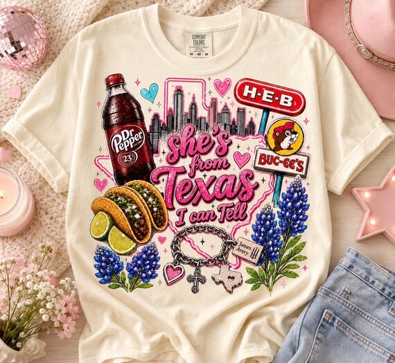 Comfort Colors She’s From Texas I Can Tell Shirt | Texas Girl Tee | Dr. Pepper Inspired