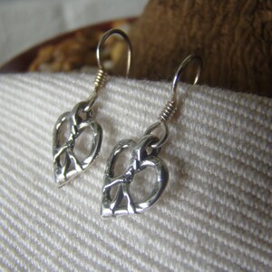 Heart Peace Sterling Silver Earrings Love Heart Dangle Earrings Sterling Silver - Silversmith Hand-Crafted - Silver Earrings