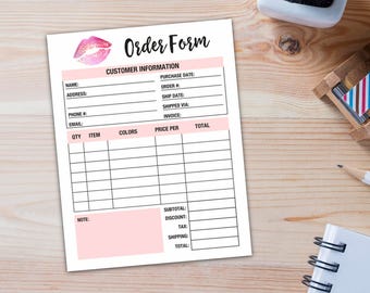 LipSense Order Form, LipSense Invoicing, LipSense Ordering, LipSense Business, Printable, Digital