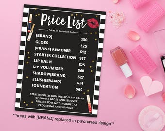 LipSense CANADIAN Price List, LipSense, LipSense Flyer, Canada, Striped, Printable, Digital Download